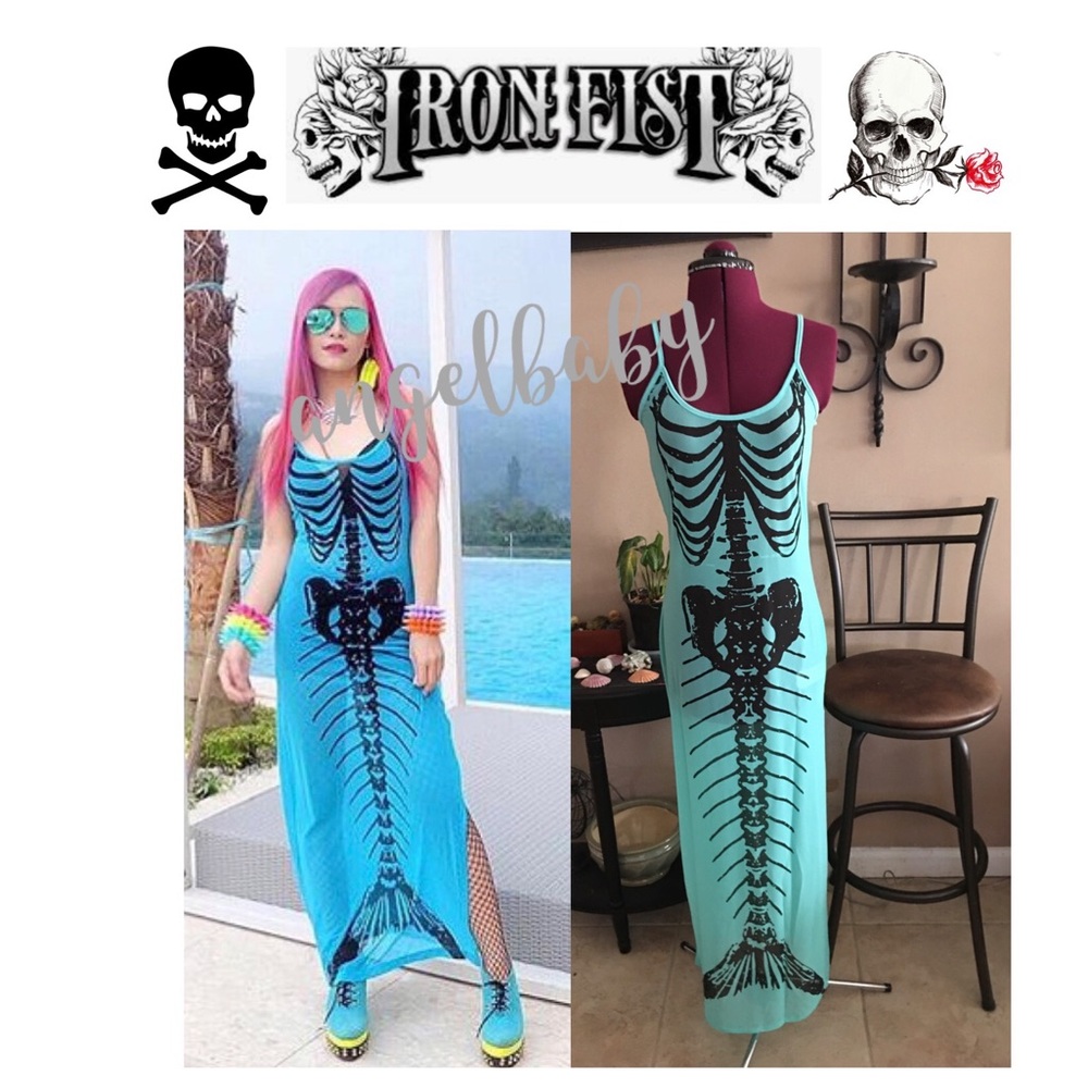 Iron Fist Bone Deep Mesh Maxi Dress in Aqua!